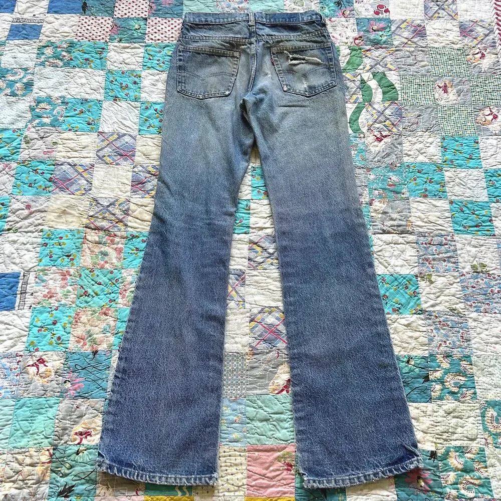 Vintage 70s Levi's 517 Red Tab Whisker Fade Flared Bootcut Jeans USA 28 x 33